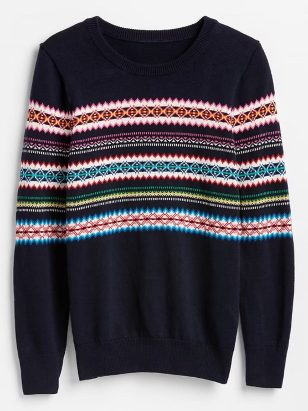 GAP Fair Isle Crewneck Navy Blue Sweater